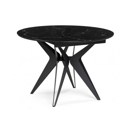 Стеклянный стол Рикла 110(150)х110х76 черный мрамор / черный