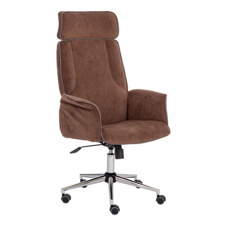 Кресло CHARM, флок, коричневый с коричневым кантом