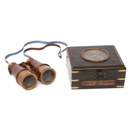 Бинокль в деревянной подарочной коробке с компасом и латунным декором Secret De Maison( mod. 48366 )